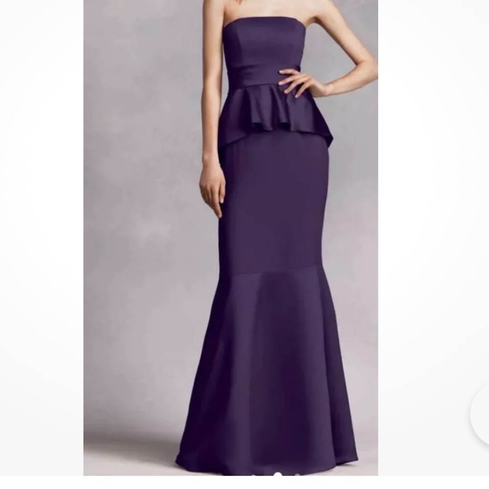 WHITE by Vera Wang Wedding Special Occasion Satin Peplum Evening Gown Sz 2